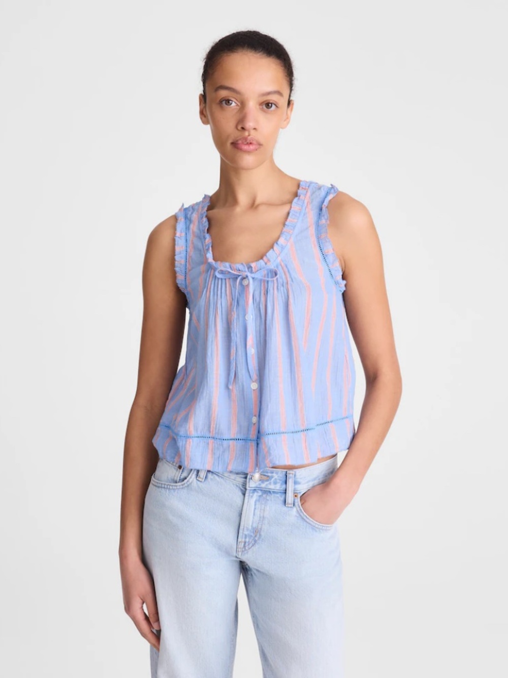 Madewell The Leah Top in Calm Blue Stripe XS